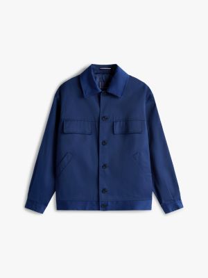 bomber en gabardine bleu pour hommes tommy hilfiger