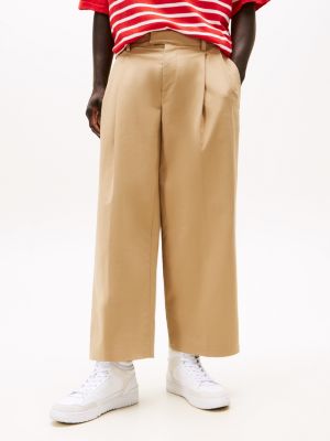 beige the runway collection wide leg chinos for men tommy hilfiger