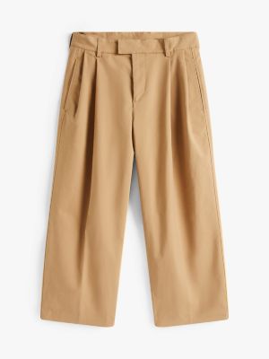 beige the runway collection wide leg chinos for men tommy hilfiger