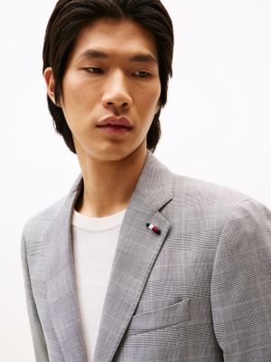 grijs single-breasted pak met ruit voor heren - tommy hilfiger