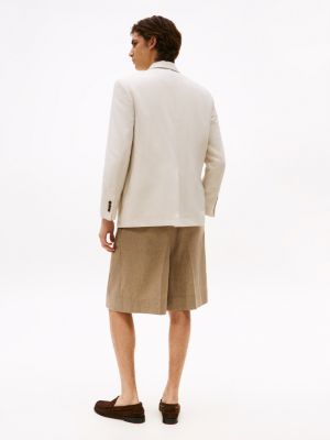 beige zweireihiges sakko aus leinenmix für herren - tommy hilfiger