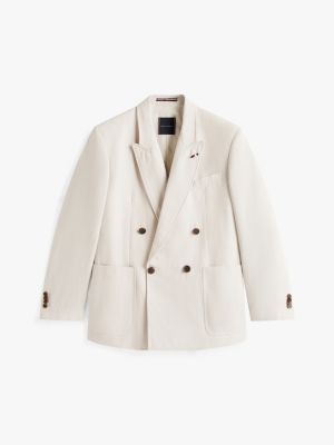 beige zweireihiges sakko aus leinenmix für herren - tommy hilfiger