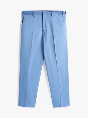 blauw regular fit broek met persvouwen voor heren - tommy hilfiger