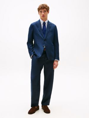 blauw extra slim fit blazer van puur linnen voor heren - tommy hilfiger