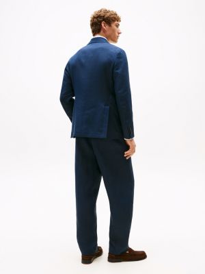 blauw extra slim fit blazer van puur linnen voor heren - tommy hilfiger