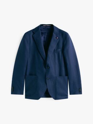 blazer extra slim en pur lin bleu pour hommes tommy hilfiger