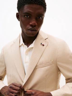 beige extra slim single breasted blazer for men tommy hilfiger