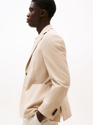 beige extra slim single breasted blazer for men tommy hilfiger