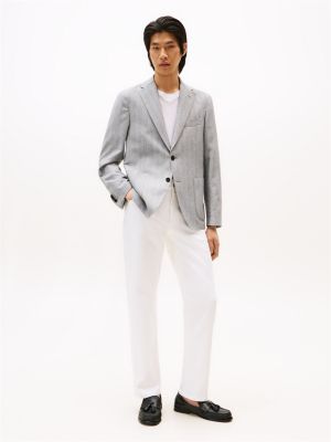 blazer extra slim tissage chevron gris pour hommes tommy hilfiger