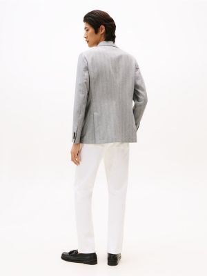 blazer extra slim tissage chevron gris pour hommes tommy hilfiger