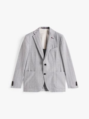 blazer extra slim tissage chevron gris pour hommes tommy hilfiger