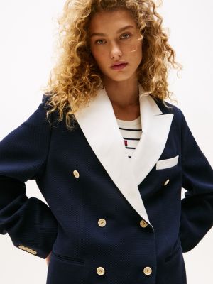 blau the runway collection zweireihiger jersey-blazer für damen - tommy hilfiger