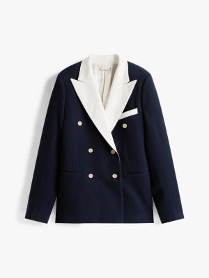 blau the runway collection zweireihiger jersey-blazer für damen - tommy hilfiger