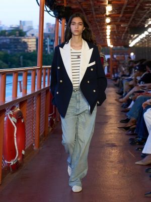 blau the runway collection zweireihiger jersey-blazer für damen - tommy hilfiger