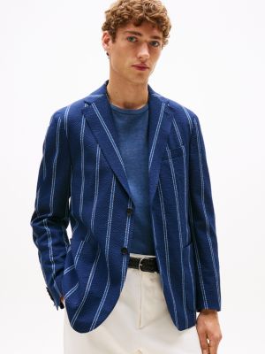 blue wide pinstripe single breasted blazer for men tommy hilfiger