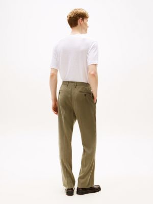 groen regular fit broek met persvouwen voor heren - tommy hilfiger