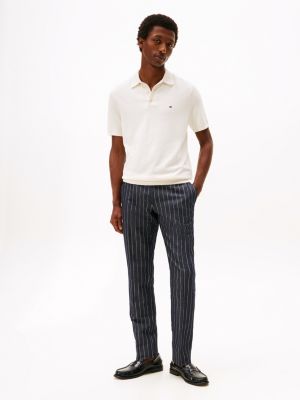 blue pinstripe linen blend slim trousers for men tommy hilfiger