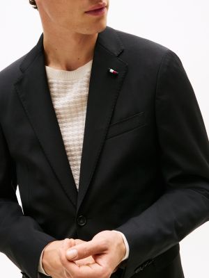 zwart slim fit blazer van wolmix voor heren - tommy hilfiger