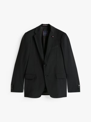 black wool blend slim blazer for men tommy hilfiger