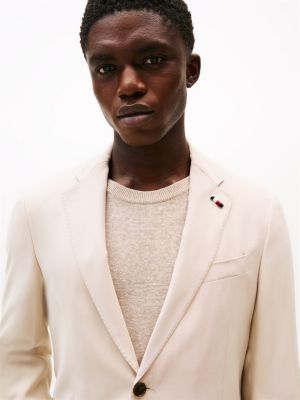 beige single breasted slim blazer for men tommy hilfiger