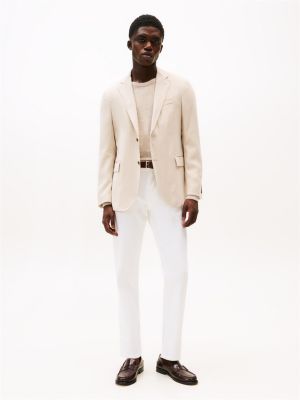 beige single breasted slim blazer for men tommy hilfiger