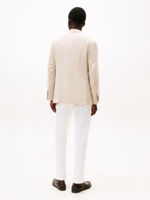 beige single breasted slim blazer for men tommy hilfiger