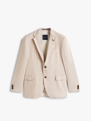 beige single breasted slim blazer for men tommy hilfiger