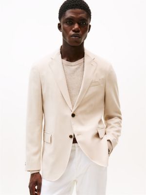 beige single breasted slim blazer for men tommy hilfiger