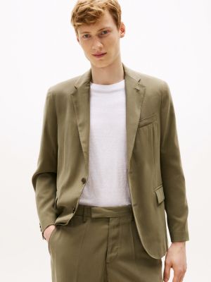 green extra slim fit single-breasted blazer voor heren - tommy hilfiger