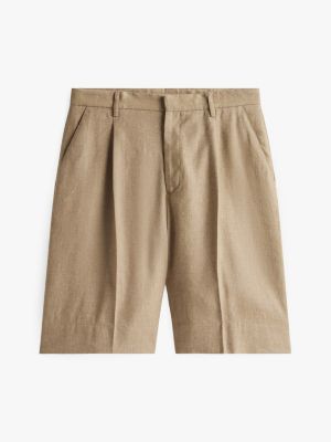 beige twill regular shorts for men tommy hilfiger