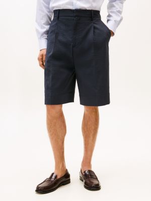 blau regular fit seersucker-shorts für herren - tommy hilfiger