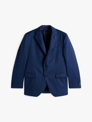 blue textured flap pocket suit for men tommy hilfiger