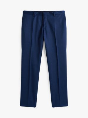 blue textured flap pocket suit for men tommy hilfiger