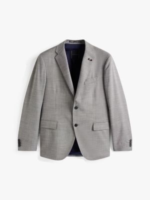 grey textured flap pocket suit for men tommy hilfiger