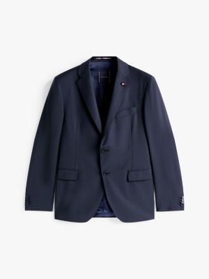 blau fein karierter anzug aus wollmix für herren - tommy hilfiger