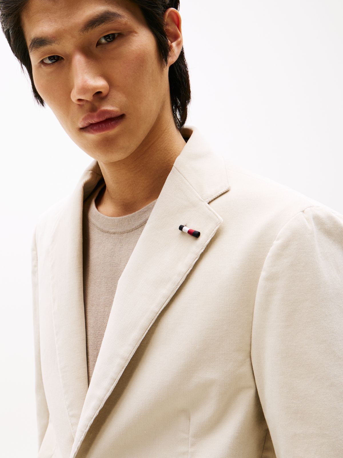 Corduroy Single Breasted Blazer — Beige