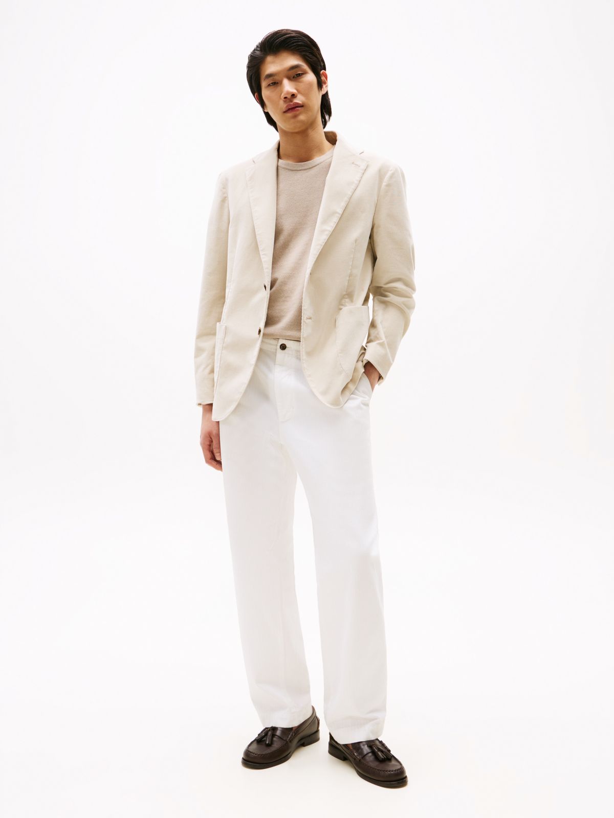 Corduroy Single Breasted Blazer — Beige