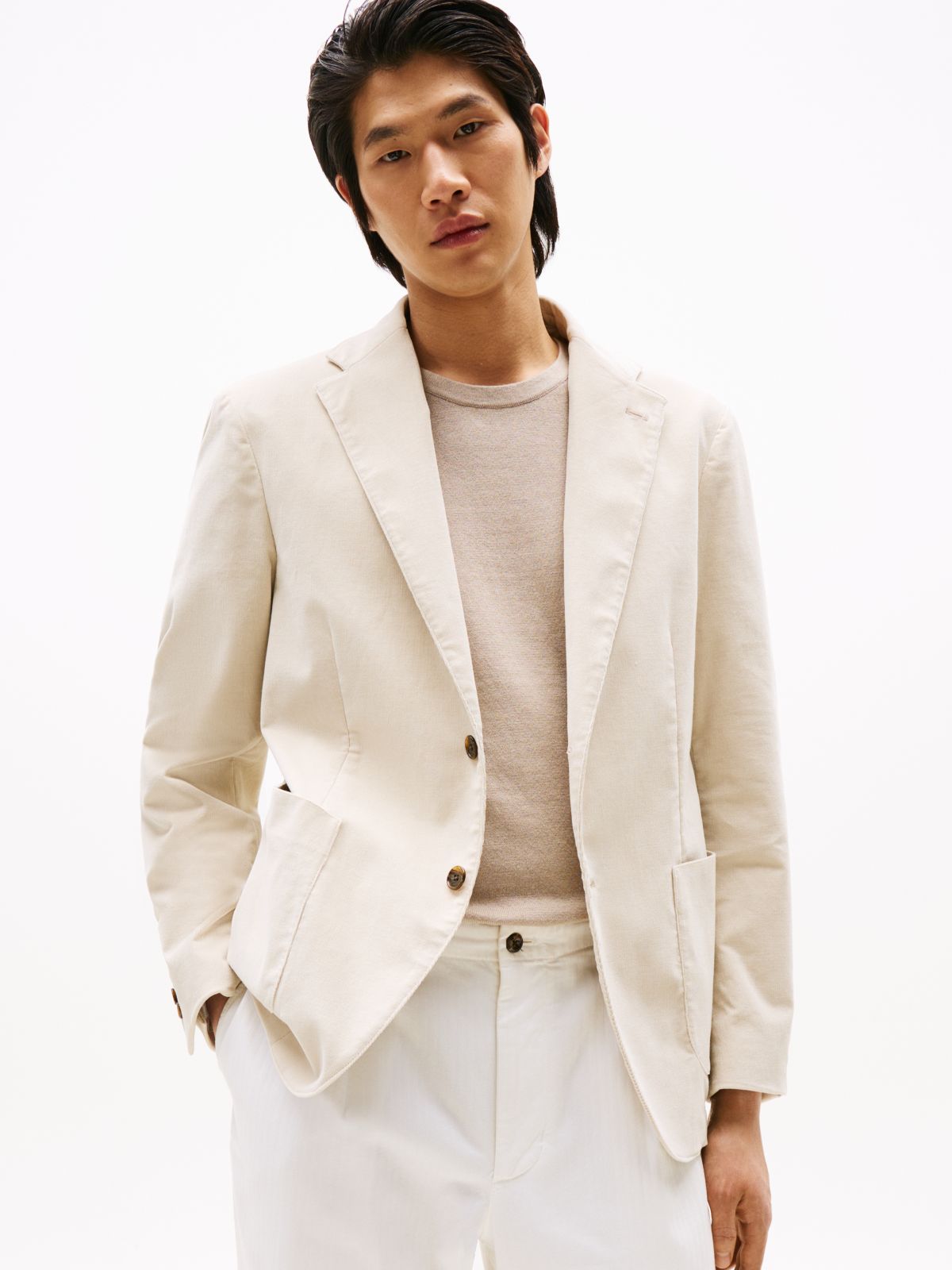 Corduroy Single Breasted Blazer — Beige