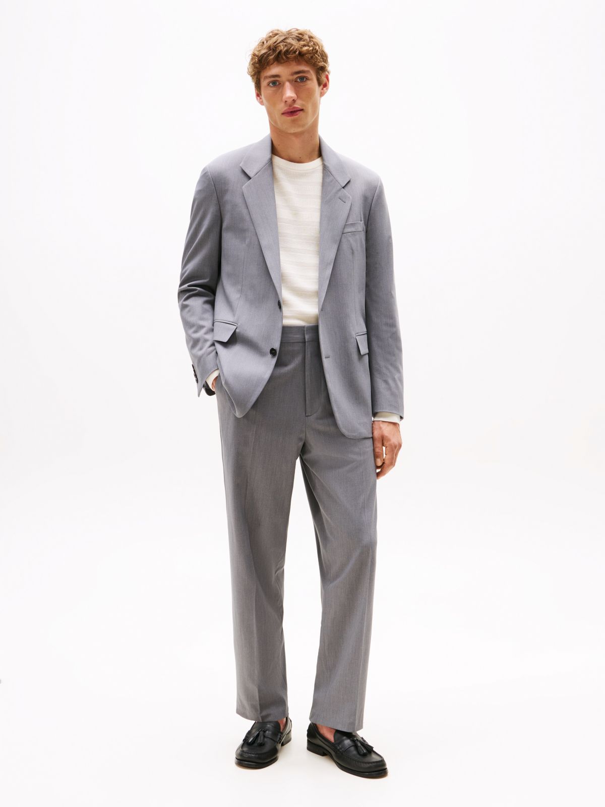 Twill Single Breasted Blazer With Wool — Grey