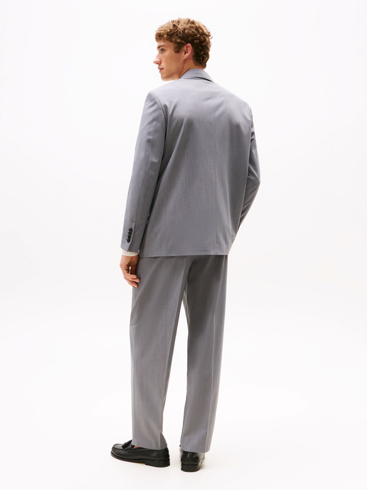 Twill Single Breasted Blazer With Wool — Grey