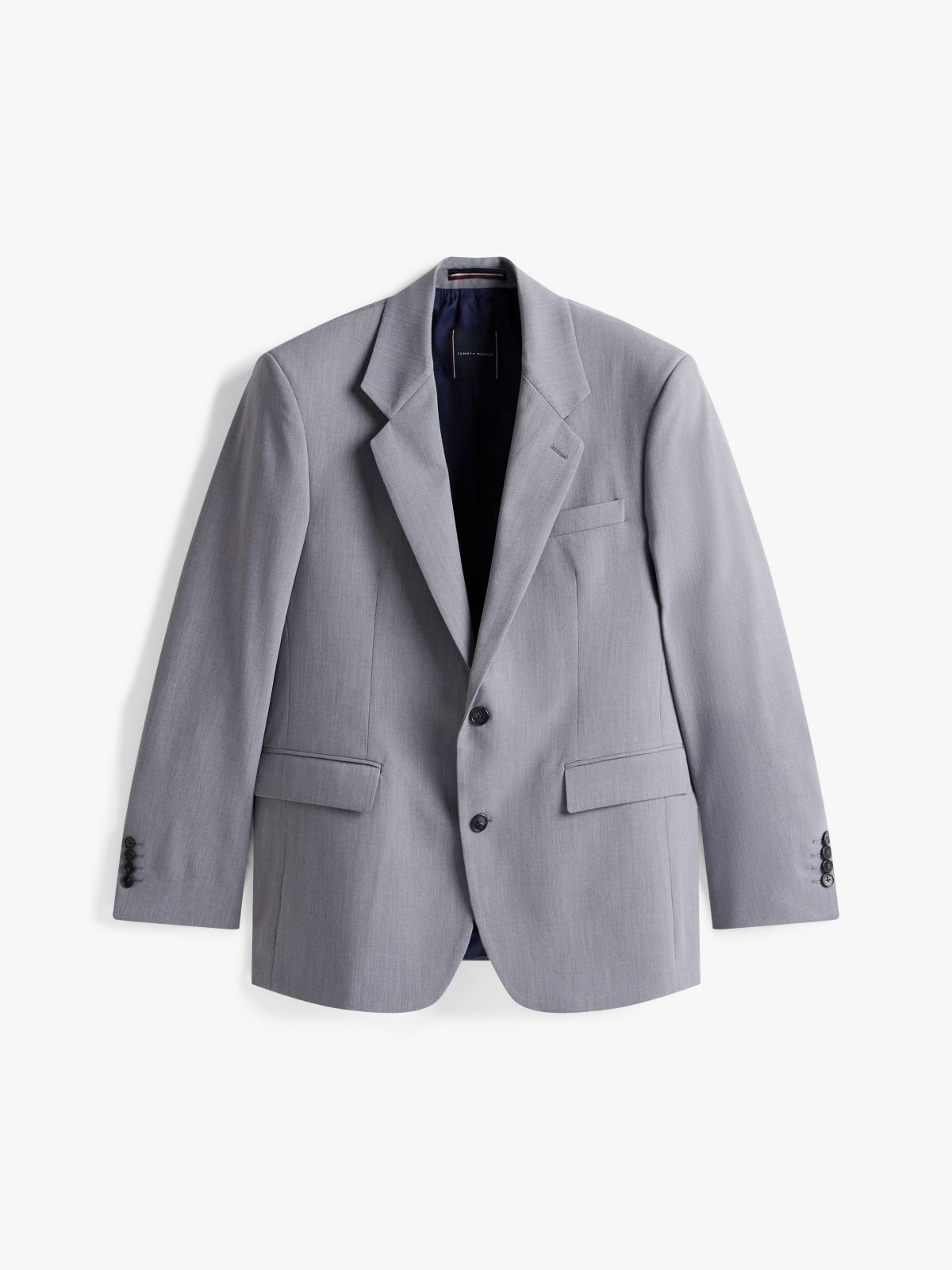 Twill Single Breasted Blazer With Wool — Grey