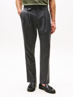 Wool Blend Twill Pressed Crease Trousers — Grey 2