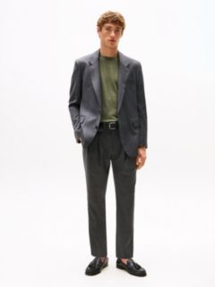 Wool Blend Twill Pressed Crease Trousers — Grey 1