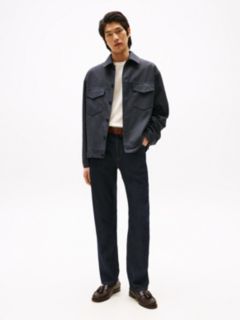Micro Houndstooth Check Padded Bomber Jacket — Blue 3