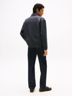 Micro Houndstooth Check Padded Bomber Jacket — Blue 4