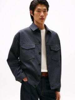 Micro Houndstooth Check Padded Bomber Jacket — Blue 1