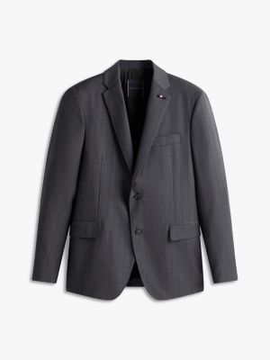 grey pure wool regular fit pinstripe suit for men tommy hilfiger