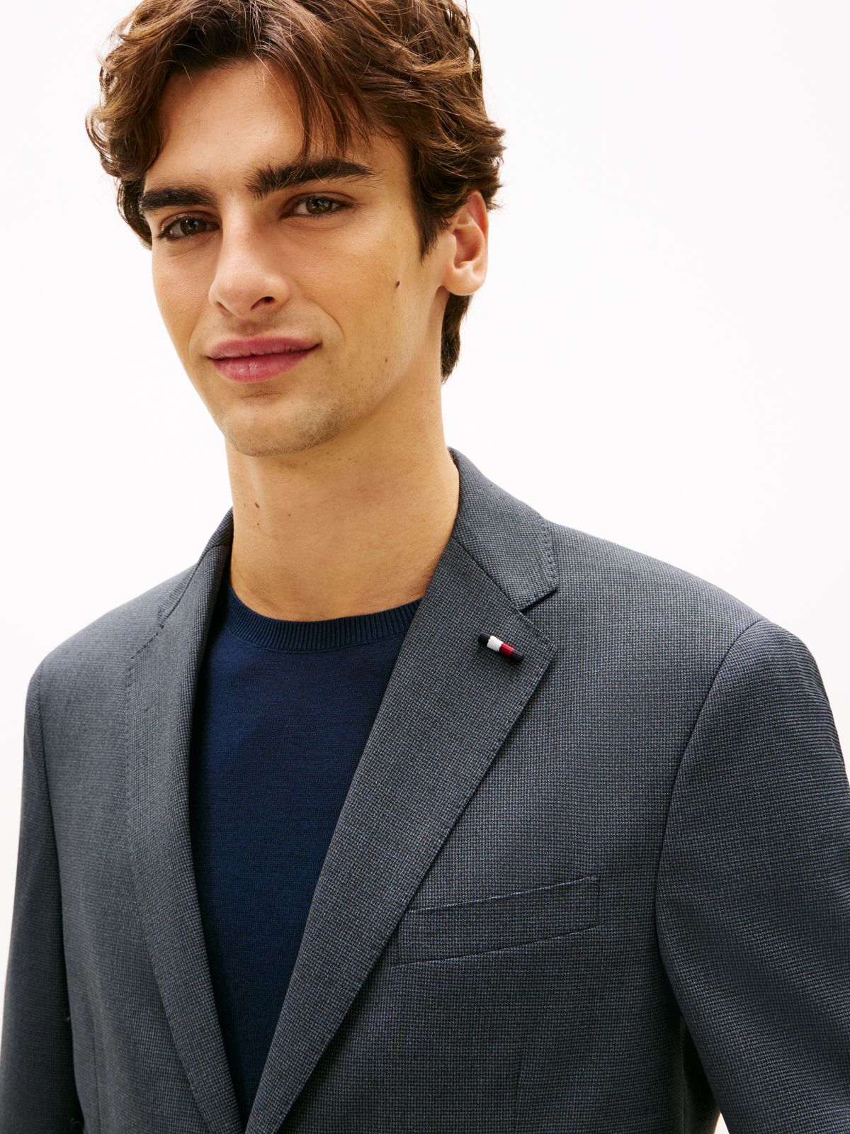 Textured Wool Blend Suit — Blue