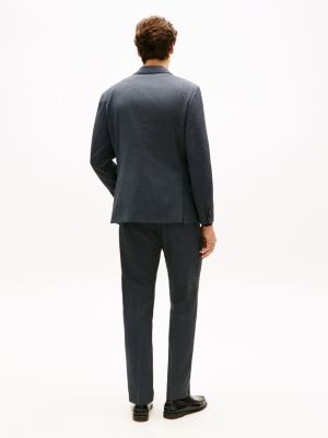 blue textured wool blend suit for men tommy hilfiger