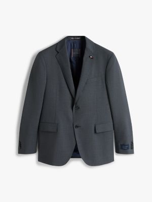 blue textured wool blend suit for men tommy hilfiger